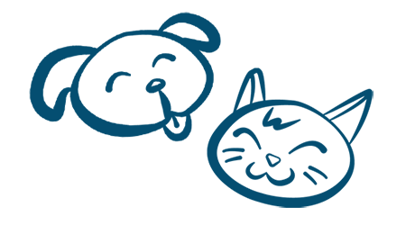 Cartoon image of a dog and cat head