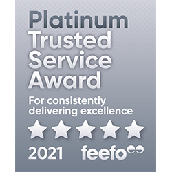 Feefo Platinum Trusted Service Award 2021 winner's badge